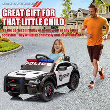 Load image into Gallery viewer, iRerts 12V Ride on Police Cars with Remote Control, Licensed Dodge Charger Kids Ride on Toys for Boys Girls Gifts, Kids Electric Car with Bluetooth, Music, USB, MP3, LED Lights, 3 Speeds, White