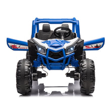 Load image into Gallery viewer, iRerts Blue 24V Battery Powered Ride on UTV Cars for Boys Girls, 2 Seater Kids Ride on Toys with Remote Control, Music, LED Light, USB, Bluetooth, Kids Electric Vehicle for Christmas Birthday Gifts