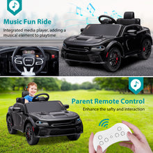 Load image into Gallery viewer, Kids Electric Cars With Remote Control, Licensed Dodge Charger 12V Ride on Cars for Boys Girls, Battery Powered Ride on Toys with Bluetooth, USB, MP3, 4 Wheel Suspension, Black