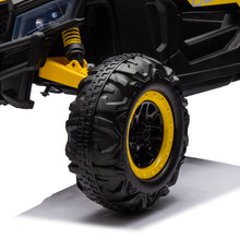 Load image into Gallery viewer, iRerts Yellow 12V Battery Powered Ride on UTV Cars for Boys Girls, Kids Ride on Toys with Remote Control, Music, LED Light, USB, Bluetooth, 4 Wheels Kids Electric Vehicle for Christmas Birthday Gifts