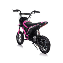 Load image into Gallery viewer, iRerts 24V Ride On Motocross Motorcycle, Kids Electric Dirt Bike for Boys 8-12, Kids Motorcycle with Dual Suspension, MP3 Player, Speeds up to 14.29MPH, Pink