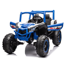 Load image into Gallery viewer, iRerts Blue 24V Battery Powered Ride on UTV Cars for Boys Girls, 2 Seater Kids Ride on Toys with Remote Control, Music, LED Light, USB, Bluetooth, Kids Electric Vehicle for Christmas Birthday Gifts