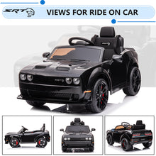 Load image into Gallery viewer, 12v Ride on Cars with Remote Control, Licensed Dodge Challenger Battery Powered Kids Electric Car, Ride on Toys for Kids Boys Girls 3-5 Ages Gift with Bluetooth, Music, USB/MP3 Port, LED Light, Black
