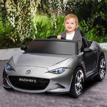 Load image into Gallery viewer, iRerts Silver 12V MAZDA MX-5 RF Ride on Cars with Remote Control, Electric Cars for Kids Boys Girls 3-6 Ages Gifts, Battery Powered Kids Ride on Toys with Music, Bluetooth, USB, MP3, LED Lights