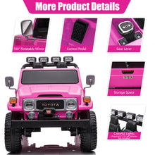 Load image into Gallery viewer, 24V Ride on Cars 2 Seater, Licensed Toyota FJ40 Ride on Toys with Remote Control, Kids Electric Vehicle with Bluetooth, FM Radio, USB, Music, Gifts for 3-6 Years Old Boys Girls, Pink