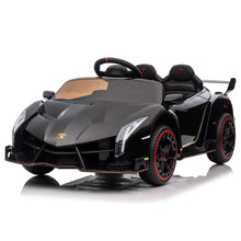 Load image into Gallery viewer, iRerts 12V Ride on Sports Cars with Remote Control, Lamborghini Poison Kids Ride on Vehicles Toys for Boys Girls 3-5 Years Old Gifts, Battery Powered Kids Electric Cars with Music, LED Light, Black