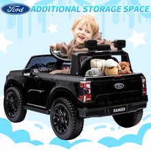 Load image into Gallery viewer, 12V Ride on Cars with Remote Control, Ford Ranger Electric Cars for Kids with Bluetooth, Music, USB Port, Horn, LED Lights, Battery Powered Ride on Toys for Kids Boys Girls 3-6 Ages Gifts, Black
