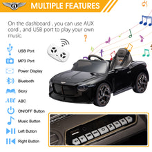 Load image into Gallery viewer, Bentley Mulsanne 12V Ride On Cars with Remote Control, Battery Powered Kids Ride on Toys, Ride On Vehicle with Bluetooth, Music, USB, MP3, Light, Electric Car for Kids Boys Girls Birthday Gift, Black
