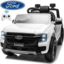 Load image into Gallery viewer, iRerts White 12V Ford Ranger Powered Ride on Car with Remote Control, Kids Electric Car for Boys Girls 3-6 Ages, Kids Ride on Toys with Bluetooth, Music, USB Port, Horn, LED Lights