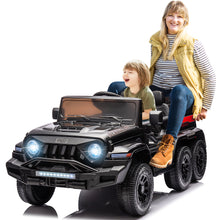 Load image into Gallery viewer, iRerts Black 24V Battery Powered Ride on Cars with Remote Control, Ride on Pickup Trucks with Rocking Chair Mode, Parental Rear Seat, Music, USB/MP3 Port, Electric Cars for Kids Boys Girls 2-6 Ages