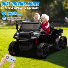 Load image into Gallery viewer, iRerts 2 Seater 24V Ride on Truck with Dump Bed, Battery Powered Ride on Car UTV with Remote Control for Boys Girls, 4WD 6 Wheels Ride on Tractor Toys with Bluetooth, Music, USB/TF Card Slots, Black