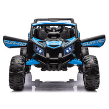 Load image into Gallery viewer, iRerts Blue 12V Battery Powered Ride on UTV Cars for Boys Girls, Kids Ride on Toys with Remote Control, Music, LED Light, USB, Bluetooth, 4 Wheels Kids Electric Vehicle for Christmas Birthday Gifts