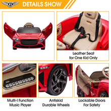 Load image into Gallery viewer, 12V Ride On Car with Remote Control, Licensed Bentley Mulsanne Kids Electric Car with Bluetooth, Music, USB, MP3, LED Light, Battery Powered Electric Ride On Vehicle for Boy Girl Birthday Gift, Red