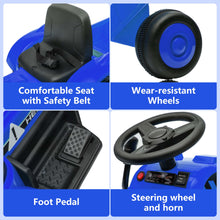 Load image into Gallery viewer, iRerts 12V Kids Ride on Car, Ride on Tractor with Remote Control, Electric Excavator Vehicle Construction Truck with Trailer, Adjustable Bucket, Toddlers Bulldozer Tractor with 3 Speeds, Music, Blue