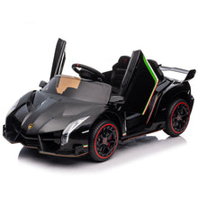 Load image into Gallery viewer, iRerts 12V Ride on Sports Cars with Remote Control, Lamborghini Poison Kids Ride on Vehicles Toys for Boys Girls 3-5 Years Old Gifts, Battery Powered Kids Electric Cars with Music, LED Light, Black