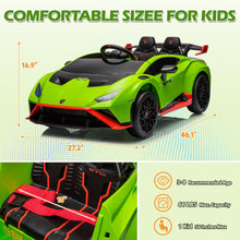 Load image into Gallery viewer, iRerts Green 24V Lamborghini Ride on Cars with Remote Control, Battery Powered Kids Ride on Toys for Boys Girls 3-8 Ages, 4 Wheels Electric Cars for Kids with Bluetooth/Music/USB Port/LED Lights