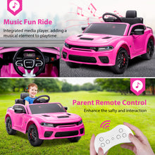 Load image into Gallery viewer, Kids Electric Cars With Remote Control, Licensed Dodge Charger 12V Ride on Cars for Boys Girls, Battery Powered Ride on Toys with Bluetooth, USB, MP3, 4 Wheel Suspension, Pink