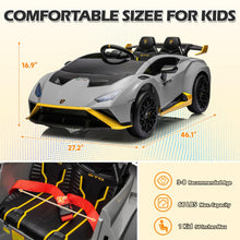 Load image into Gallery viewer, iRerts Gray 24V Lamborghini Ride on Cars with Remote Control, Battery Powered Kids Ride on Toys for Boys Girls 3-8 Ages, 4 Wheels Electric Cars for Kids with Bluetooth/Music/USB Port/LED Lights