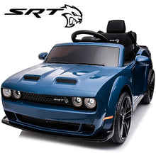 Load image into Gallery viewer, 12v Ride on Cars with Remote Control, Licensed Dodge Challenger Battery Powered Kids Electric Car, Ride on Toys for Kids Boys Girls 3-5 Ages Gift with Bluetooth, Music, USB/MP3 Port, LED Light, Blue