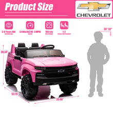 Load image into Gallery viewer, 2 Seater 24V Ride on Cars with Remote Control, Licensed Chevrolet Silverado Kids Ride on Truck for Boys Girls Birthday Christmas Gifts, Battery Powered Kids Electric Cars with LED Lights, Music, Pink