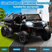 Load image into Gallery viewer, iRerts 2 Seater 24V Ride on Truck with Dump Bed, Battery Powered Ride on Car UTV with Remote Control for Boys Girls, 4WD 6 Wheels Ride on Tractor Toys with Bluetooth, Music, USB/TF Card Slots, Black