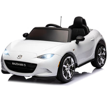 Load image into Gallery viewer, iRerts White 12V MAZDA MX-5 RF Ride on Cars with Remote Control, Electric Cars for Kids Boys Girls 3-6 Ages Gifts, Battery Powered Kids Ride on Toys with Music, Bluetooth, USB, MP3, LED Lights