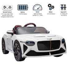 Load image into Gallery viewer, Kids Electric Car for Boys Girls Gift, Licensed Bentley Mulsanne 12V Ride On Cars with Remote Control, Battery Powered Ride On Toys with Bluetooth, USB, MP3, LED Light, White
