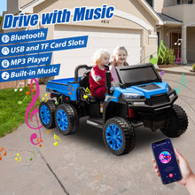Load image into Gallery viewer, iRerts 2 Seater 24V Ride on Truck with Dump Bed, Battery Powered Ride on Car UTV with Remote Control for Boys Girls, 4WD 6 Wheels Ride on Tractor Toys with Bluetooth, Music, USB/TF Card Slots, Blue