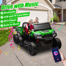 Load image into Gallery viewer, iRerts 2 Seater 24V Ride on Truck with Dump Bed, Battery Powered Ride on Car UTV with Remote Control for Boys Girls, 4WD 6 Wheels Ride on Tractor Toys with Bluetooth, Music, USB/TF Card Slots, Green