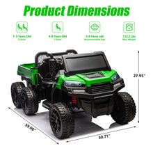 Load image into Gallery viewer, iRerts 2 Seater 24V Ride on Truck with Dump Bed, Battery Powered Ride on Car UTV with Remote Control for Boys Girls, 4WD 6 Wheels Ride on Tractor Toys with Bluetooth, Music, USB/TF Card Slots, Green
