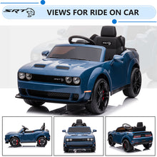 Load image into Gallery viewer, 12v Ride on Cars with Remote Control, Licensed Dodge Challenger Battery Powered Kids Electric Car, Ride on Toys for Kids Boys Girls 3-5 Ages Gift with Bluetooth, Music, USB/MP3 Port, LED Light, Blue