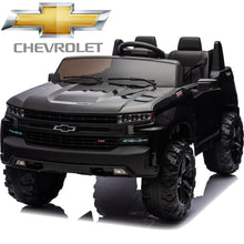 Load image into Gallery viewer, 2 Seater 24V Ride on Cars with Remote Control, Licensed Chevrolet Silverado Kids Ride on Truck for Boys Girls Birthday Christmas Gifts, Battery Powered Kids Electric Cars with LED Lights, Music, Black