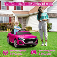 Load image into Gallery viewer, Ride on Toy Car Kids for Boys Girls, Licensed Audi SQ8 12V Ride on Cars with Remote Control, Battery Powered Electric Vehicle Car for Kids with Music, LED Lights, 3 Speed, 4 Wheeler, Pink