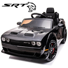 Load image into Gallery viewer, 12v Ride on Cars with Remote Control, Licensed Dodge Challenger Battery Powered Kids Electric Car, Ride on Toys for Kids Boys Girls 3-5 Ages Gift with Bluetooth, Music, USB/MP3 Port, LED Light, Black