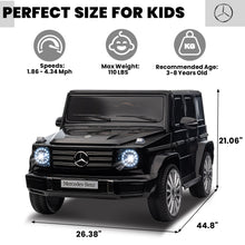Load image into Gallery viewer, 24V Ride On Cars with Remote Control, Licensed Mercedes Benz G500 Kids Electric Car for Boys Girls Gifts, Battery Powered Ride on Trucks Toys with Bluetooth, MP3, Music, Led Lights, USB, Black