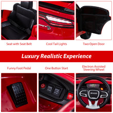 Load image into Gallery viewer, Kids Electric Cars With Remote Control, Licensed Dodge Charger 12V Ride on Cars for Boys Girls, Battery Powered Ride on Toys with Bluetooth, USB, MP3, 4 Wheel Suspension, Red