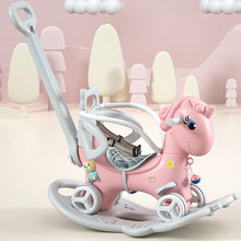 Load image into Gallery viewer, 4 in 1 Baby Rocking Horse, Toddler Push Car Baby Rocking Toy for Toddlers 1-3 Years Old, Ride on Toy with Detachable Balance Board and Footrest, Balance Bike with Push Handle, 1 Year Old Birthday Gift