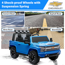 Load image into Gallery viewer, iRerts 12V Battery Powered Ride on Cars with Remote Control, Licensed Chevrolet Silverado 2 Seater Kids Electric Cars for 2-6 Ages Kids Gifts, Ride On Toy with Music, MP3/USB/AUX Port, LED Light, Blue
