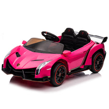 Load image into Gallery viewer, iRerts 12V Ride on Sports Cars with Remote Control, Lamborghini Poison Kids Ride on Vehicles Toys for Boys Girls 3-5 Years Old Gifts, Battery Powered Kids Electric Cars with Music, LED Light, Pink