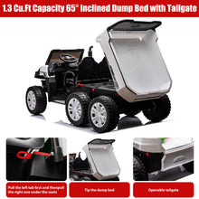 Load image into Gallery viewer, iRerts 2 Seater 24V Ride on Truck with Dump Bed, Battery Powered Ride on Car UTV with Remote Control for Boys Girls, 4WD 6 Wheels Ride on Tractor Toys with Bluetooth, Music, USB/TF Card Slots, White