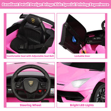 Load image into Gallery viewer, iRerts Pink 24V Lamborghini Xago Battery Powered Ride On Cars with Remote Control for Boys Girls Gifts, Kids Ride on Toys with Bluetooth, Music, MP3, USB, LED lights