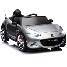 Load image into Gallery viewer, iRerts Silver 12V MAZDA MX-5 RF Ride on Cars with Remote Control, Electric Cars for Kids Boys Girls 3-6 Ages Gifts, Battery Powered Kids Ride on Toys with Music, Bluetooth, USB, MP3, LED Lights