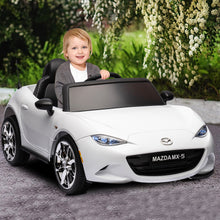 Load image into Gallery viewer, iRerts White 12V MAZDA MX-5 RF Ride on Cars with Remote Control, Electric Cars for Kids Boys Girls 3-6 Ages Gifts, Battery Powered Kids Ride on Toys with Music, Bluetooth, USB, MP3, LED Lights