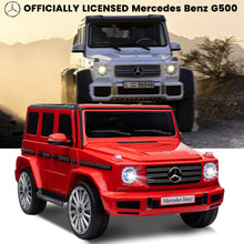 Load image into Gallery viewer, 24V Ride On Cars with Remote Control, Licensed Mercedes Benz G500 Kids Electric Car for Boys Girls Gifts, Battery Powered Ride on Trucks Toys with Bluetooth, MP3, Music, Led Lights, USB, Red