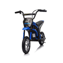 Load image into Gallery viewer, iRerts 24V Ride On Motocross Motorcycle, Kids Electric Dirt Bike for Boys 8-12, Kids Motorcycle with Dual Suspension, MP3 Player, Speeds up to 14.29MPH, Blue