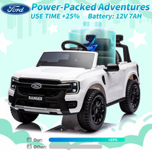 Load image into Gallery viewer, 12V Ride on Cars with Remote Control, Ford Ranger Electric Cars for Kids with Bluetooth, Music, USB Port, Horn, LED Lights, Battery Powered Ride on Toys for Kids Boys Girls 3-6 Ages Gifts, White
