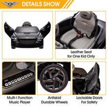 Load image into Gallery viewer, Ride on Car for Boys Girls, Bentley Mulsanne 12V Kids Electric Car Vehicle with Remote Control, Battery Powered Ride on Toys with Bluetooth, USB/MP3, LED Light, 3-6 Ages Kid Birthday Gift, Black