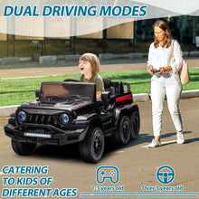 Load image into Gallery viewer, iRerts Black 24V Battery Powered Ride on Cars with Remote Control, Ride on Pickup Trucks with Rocking Chair Mode, Parental Rear Seat, Music, USB/MP3 Port, Electric Cars for Kids Boys Girls 2-6 Ages