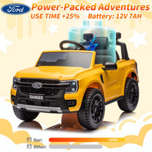 Load image into Gallery viewer, iRerts Yellow 12V Ford Ranger Powered Ride on Car with Remote Control, Kids Electric Car for Boys Girls 3-6 Ages, Kids Ride on Toys with Bluetooth, Music, USB Port, Horn, LED Lights