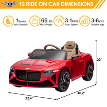 Load image into Gallery viewer, Kids Electric Car for Boys Girls Gift, Licensed Bentley Mulsanne 12V Ride On Cars with Remote Control, Battery Powered Ride On Toys with Bluetooth, USB, MP3, LED Light, Red